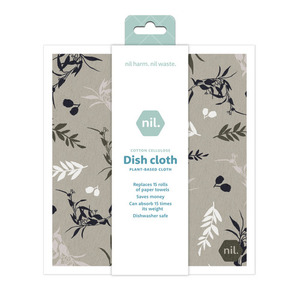 Homeware: Eco Dishcloth – Grey Leaves