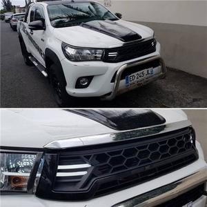 Front Grille With LED Black - Suitable for Toyota Hilux 2015 - 2018 Revo