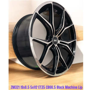 19x8.5 Alloy Wheels 5x112 ET35 Black Machined Lip – Set of 4