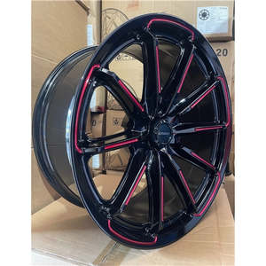20 Inch Wheels: 20x9 ET0 Ranger Hilux Colorado BT50 Wheels Black Red Milled 6x139.7 Set of 4