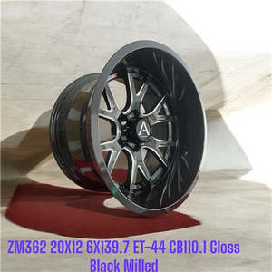 20 Inch Wheels: 20x12 ET-44 Ranger Hilux Colorado BT50 Wheels Gloss Black Milled 6x139.7 Set of 4