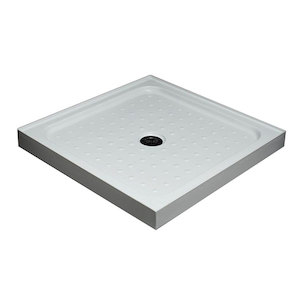GF10-QS-Cent - Square Shower Tray - Center Waste - 1000x1000 - Z.R.J Bathroom & Kitchen