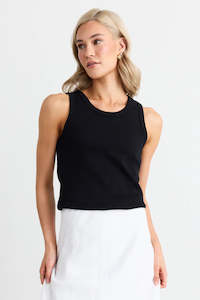Top: RE:UNION Cobble Black Rib Cutaway Tank