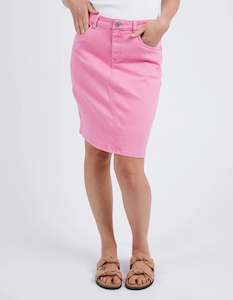 Skirt: Elm BELLE DENIM SKIRT | Strawberry Pink