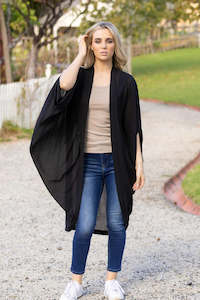 Augustine Plain Kimono Black Long