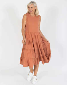 Foxwood: Foxwood NEBRASKA FRILL DRESS - Rust