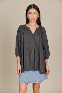 ISLE OF MINE Amelie Button Top - Graphite
