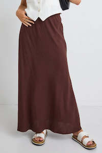 Skirts: Re:Union Lagos Chocolate Floaty Bias Cut Maxi Skirt