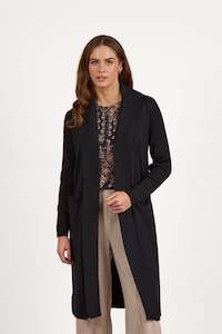 Vassalli  Open Longline Cardi with Pockets | Black