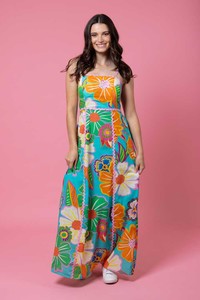 Charlo POPPY MAXI DRESS TEAL FLORAL