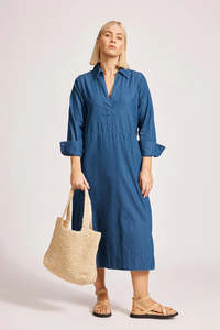 Eb & Iv Melenia Denim Collared Dress | Indigo