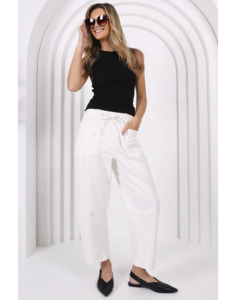 Denim: MONACO Leo Barrel Jeans - White