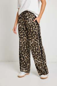 Pants Leggings: Stories be Told Townie Animal Satin Tape Side Elastic Waist Pants