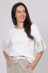 Augustine Charlo By Kelly Coe: Charlo Ophelia Embroidered Top White