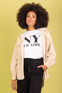 Augustine Charlo By Kelly Coe: Charlo Katrina Cord Shacket Beige