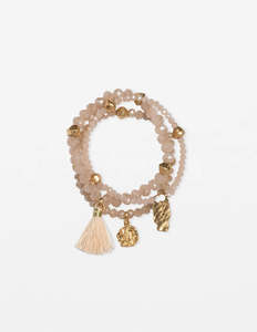 Stella Gemma: Stella + Gemma Set of 3 Rose Quartz Bead Bracelet