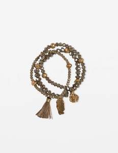 Stella Gemma: Stella + Gemma Set of 3 Smoky Quartz Bead Bracelet