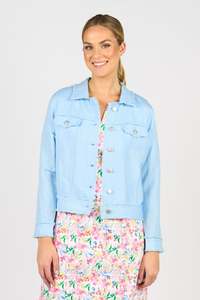 Jackets Coats: Vassalli Linen Jacket with Frayed Seams |  Sky Blue